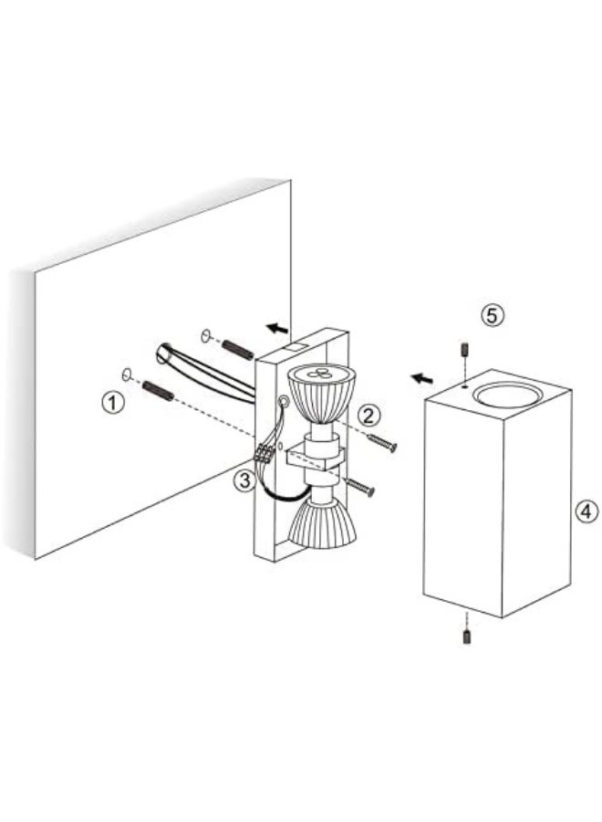 ALMIFTAH 4 Pieces Square Wall Lamp Indoor & Outdoor | IP65 Waterproof Black Wall Sconce | Modern Aluminium GU10 Wall Light for Garden, Hallway, Terrace & Exterior Walls - Image 4